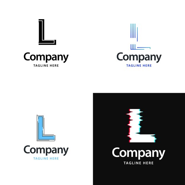 Diseño de paquete de logotipo grande con letra L Diseño de logotipos creativos y modernos para su empresa Ilustración de nombre de marca vectorial
