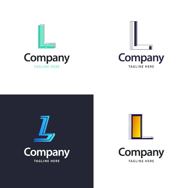 Diseño de paquete de logotipo grande con letra L Diseño de logotipos creativos y modernos para su empresa Ilustración de nombre de marca vectorial