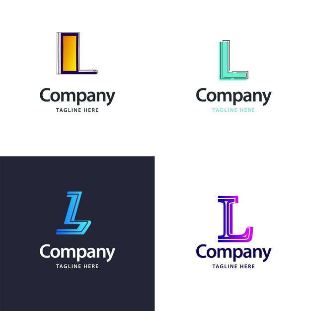 Diseño de paquete de logotipo grande con letra L Diseño de logotipos creativos y modernos para su empresa Ilustración de nombre de marca vectorial
