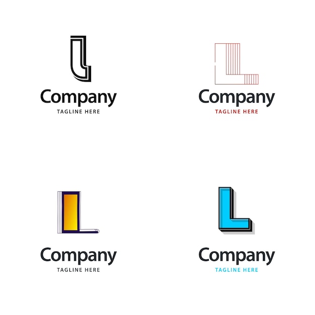 Diseño de paquete de logotipo grande con letra L Diseño de logotipos creativos y modernos para su empresa Ilustración de nombre de marca vectorial