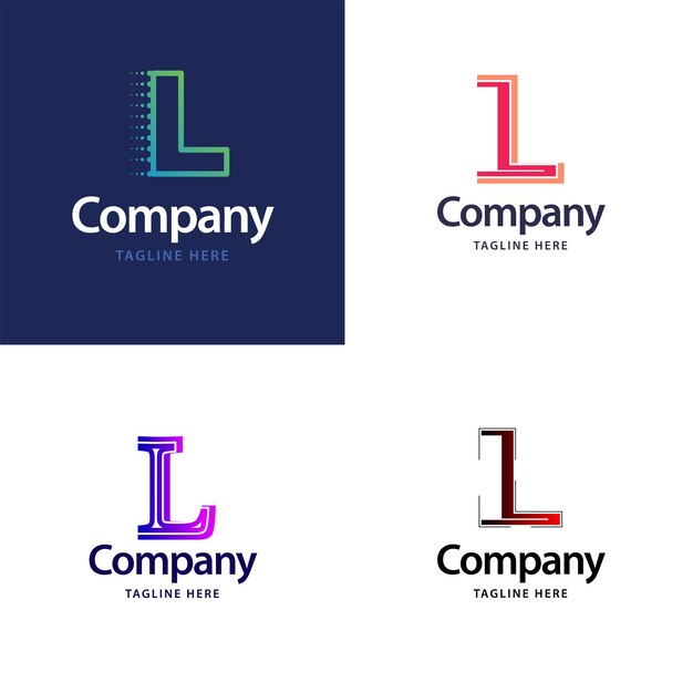 Diseño de paquete de logotipo grande con letra L Diseño de logotipos creativos y modernos para su empresa Ilustración de nombre de marca vectorial
