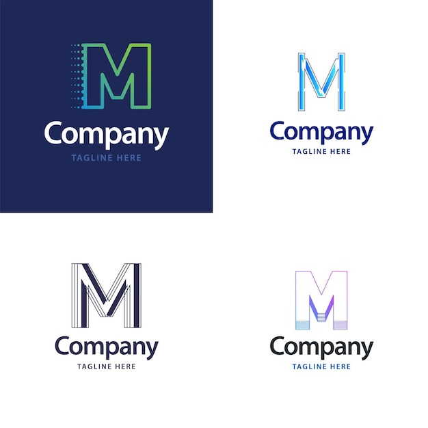 Diseño de paquete de logotipo grande de letra M Diseño de logotipos creativos y modernos para su empresa Ilustración de nombre de marca vectorial
