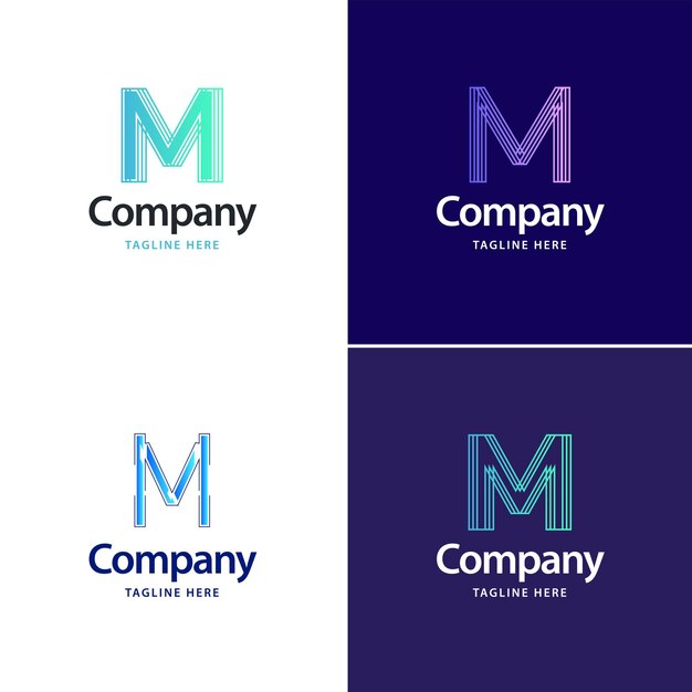 Diseño de paquete de logotipo grande de letra M Diseño de logotipos creativos y modernos para su empresa Ilustración de nombre de marca vectorial