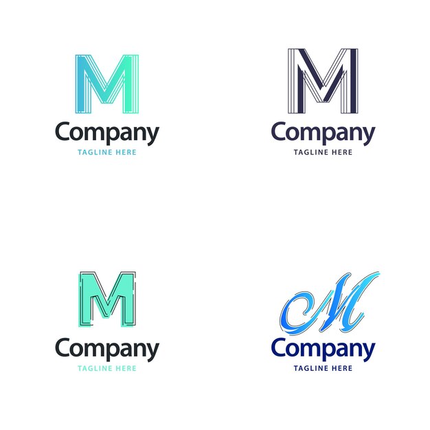 Diseño de paquete de logotipo grande de letra M Diseño de logotipos creativos y modernos para su empresa Ilustración de nombre de marca vectorial