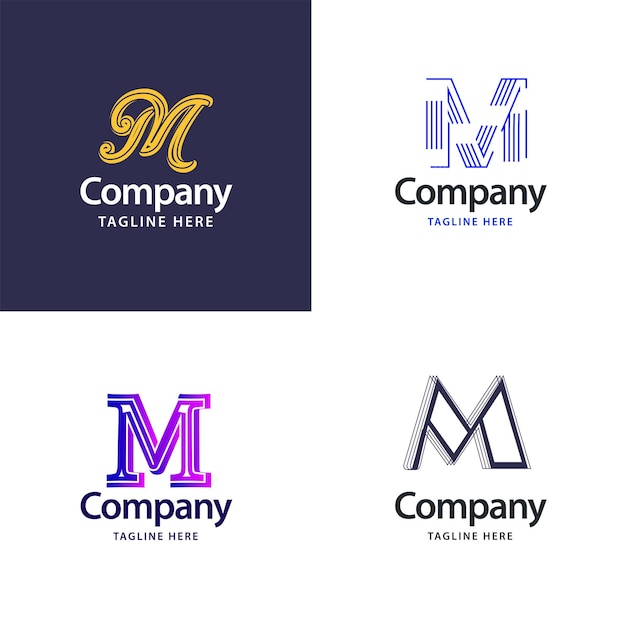 Vector gratuito diseño de paquete de logotipo grande de letra m diseño de logotipos creativos y modernos para su empresa ilustración de nombre de marca vectorial