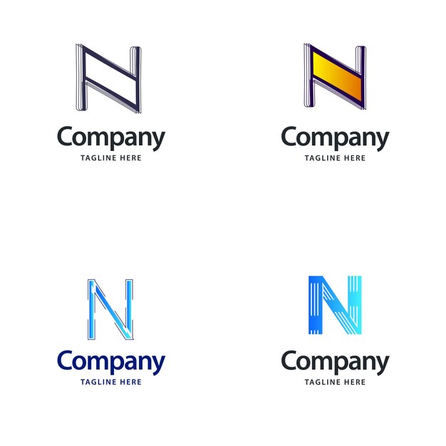 Diseño de paquete de logotipo grande de letra N Diseño de logotipos creativos y modernos para su negocio