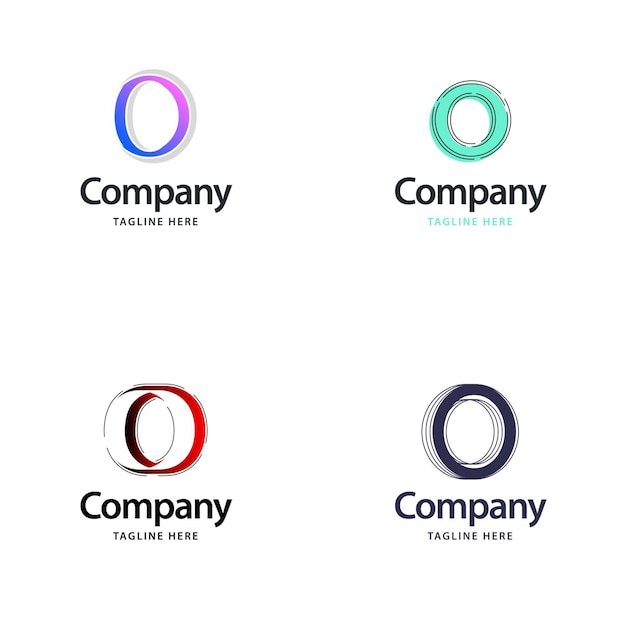 Diseño de paquete de logotipo grande con letra O Diseño de logotipos creativos y modernos para su empresa Ilustración de nombre de marca vectorial