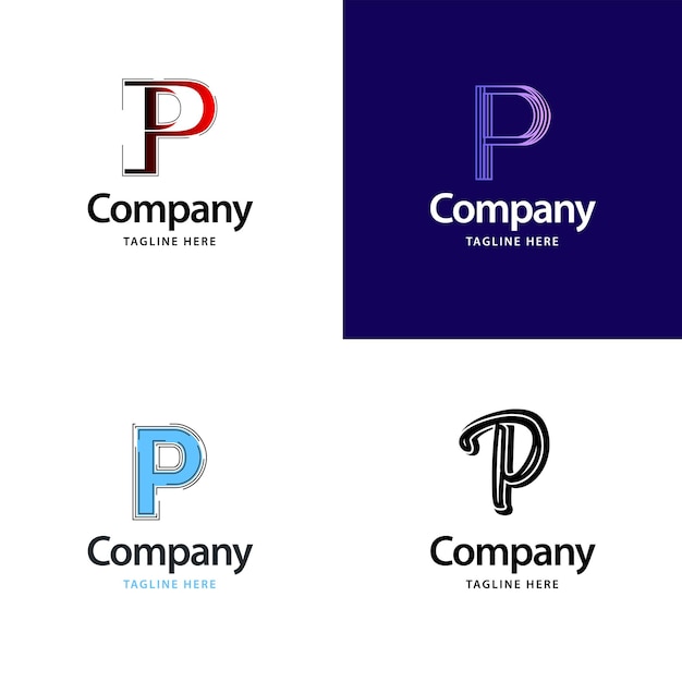 Diseño de paquete de logotipo grande de letra P Diseño de logotipos creativos y modernos para su empresa Ilustración de nombre de marca vectorial