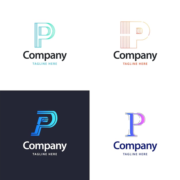 Diseño de paquete de logotipo grande de letra p diseño de logotipos creativos y modernos para su negocio