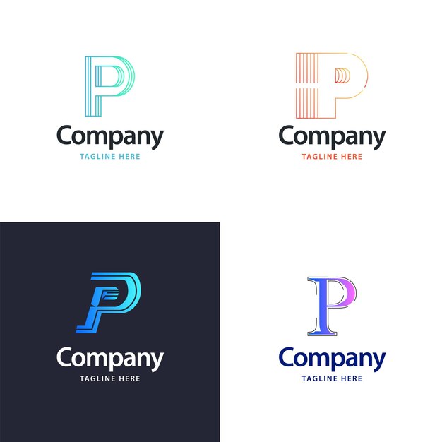 Diseño de paquete de logotipo grande de letra P Diseño de logotipos creativos y modernos para su negocio