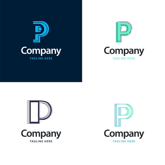 Diseño de paquete de logotipo grande de letra P Diseño de logotipos creativos y modernos para su negocio