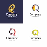Vector gratuito diseño de paquete de logotipo grande de letra q diseño de logotipos creativos y modernos para su empresa ilustración de nombre de marca vectorial