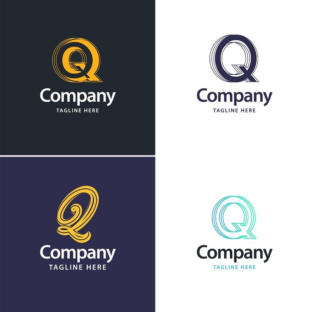 Diseño de paquete de logotipo grande de letra Q Diseño de logotipos creativos y modernos para su negocio