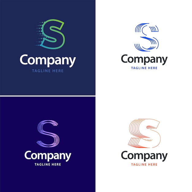 Vector gratuito diseño de paquete de logotipo grande con letra s diseño de logotipos creativos y modernos para su empresa ilustración de nombre de marca vectorial