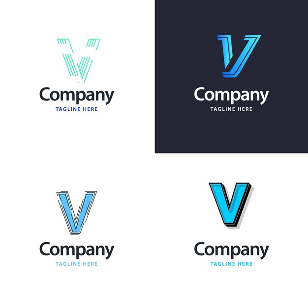 Diseño de paquete de logotipo grande con letra V Diseño de logotipos creativos y modernos para su negocio