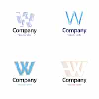 Vector gratuito diseño de paquete de logotipo grande con letra w diseño de logotipos creativos y modernos para su empresa ilustración de nombre de marca vectorial