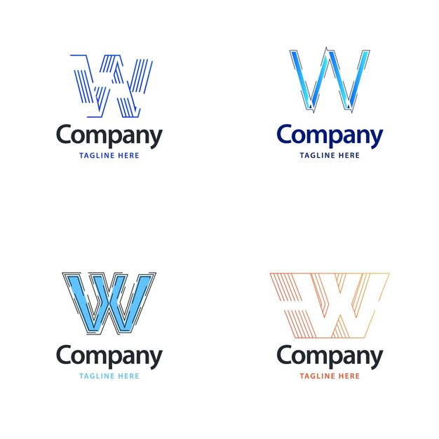 Diseño de paquete de logotipo grande con letra W Diseño de logotipos creativos y modernos para su empresa Ilustración de nombre de marca vectorial