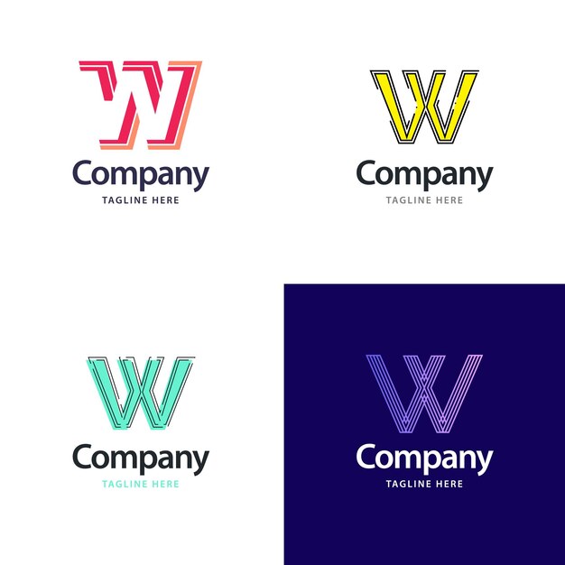 Diseño de paquete de logotipo grande con letra W Diseño de logotipos creativos y modernos para su negocio