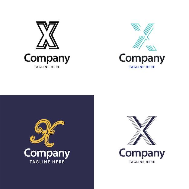 Diseño de paquete de logotipo grande de letra X Diseño de logotipos creativos y modernos para su empresa Ilustración de nombre de marca vectorial