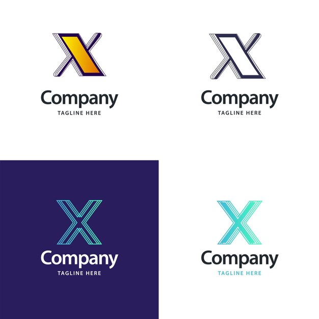 Diseño de paquete de logotipo grande de letra X Diseño de logotipos creativos y modernos para su empresa Ilustración de nombre de marca vectorial