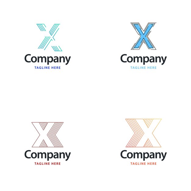 Diseño de paquete de logotipo grande de letra X Diseño de logotipos creativos y modernos para su empresa Ilustración de nombre de marca vectorial