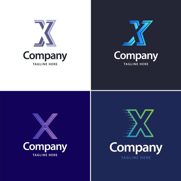 Diseño de paquete de logotipo grande de letra X Diseño de logotipos creativos y modernos para su empresa Ilustración de nombre de marca vectorial