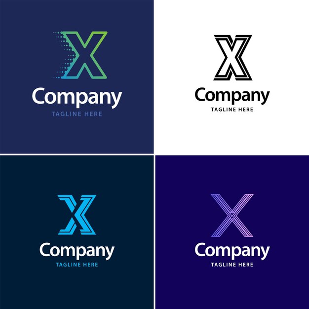 Diseño de paquete de logotipo grande de letra X Diseño de logotipos creativos y modernos para su empresa Ilustración de nombre de marca vectorial