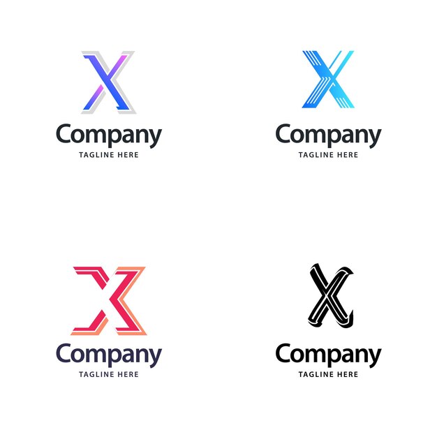 Diseño de paquete de logotipo grande de letra X Diseño de logotipos creativos y modernos para su empresa Ilustración de nombre de marca vectorial