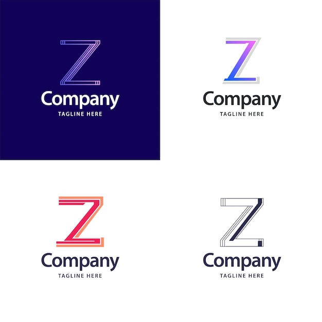 Diseño de paquete de logotipo grande de letra Z Diseño de logotipos creativos y modernos para su empresa Ilustración de nombre de marca vectorial