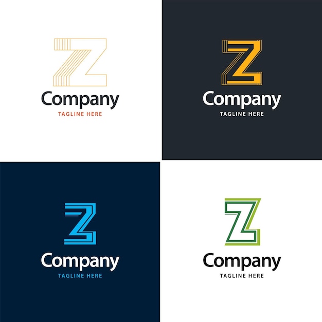 Diseño de paquete de logotipo grande de letra Z Diseño de logotipos creativos y modernos para su empresa Ilustración de nombre de marca vectorial