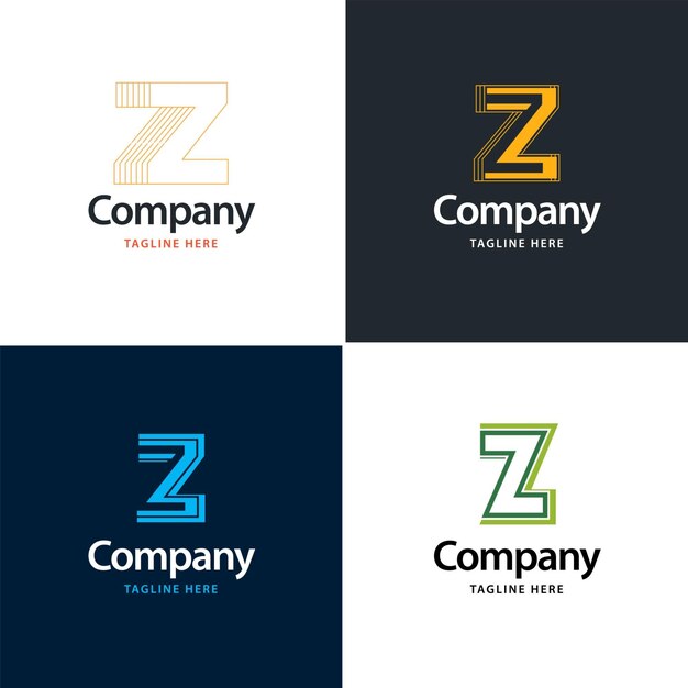 Diseño de paquete de logotipo grande de letra Z Diseño de logotipos creativos y modernos para su empresa Ilustración de nombre de marca vectorial
