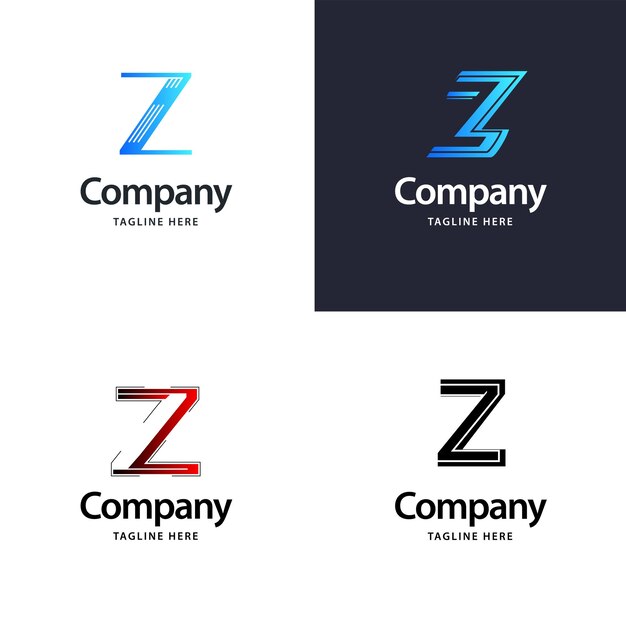 Diseño de paquete de logotipo grande de letra Z Diseño de logotipos creativos y modernos para su empresa Ilustración de nombre de marca vectorial