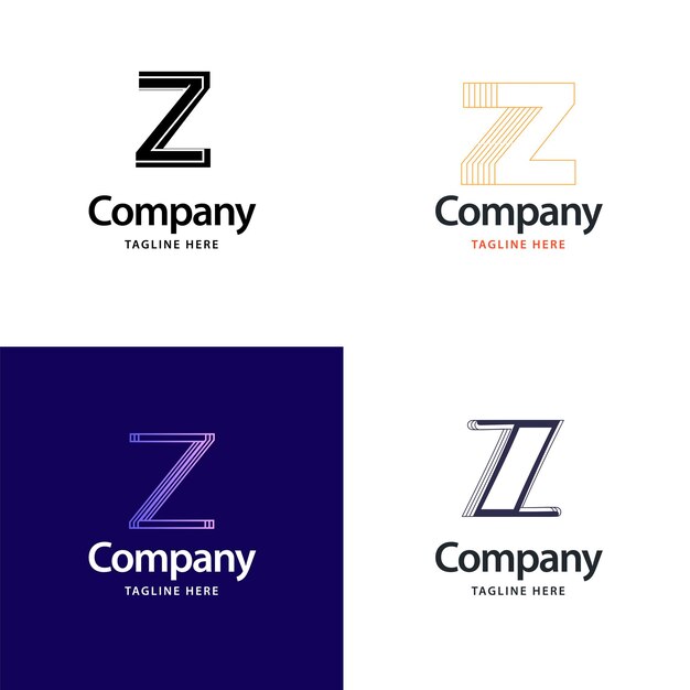 Diseño de paquete de logotipo grande de letra Z Diseño de logotipos creativos y modernos para su negocio