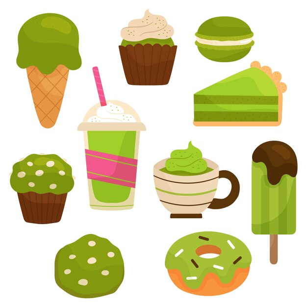 Diseño de paquete de postre Matcha