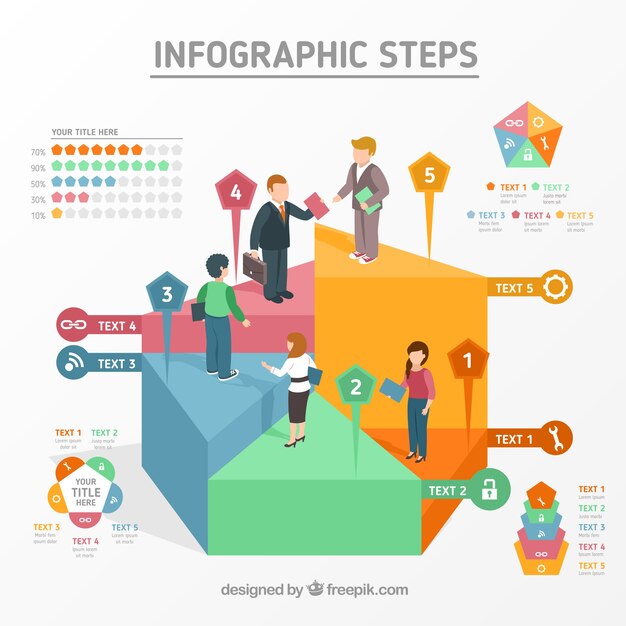 Diseño de pasos infográficos con personas