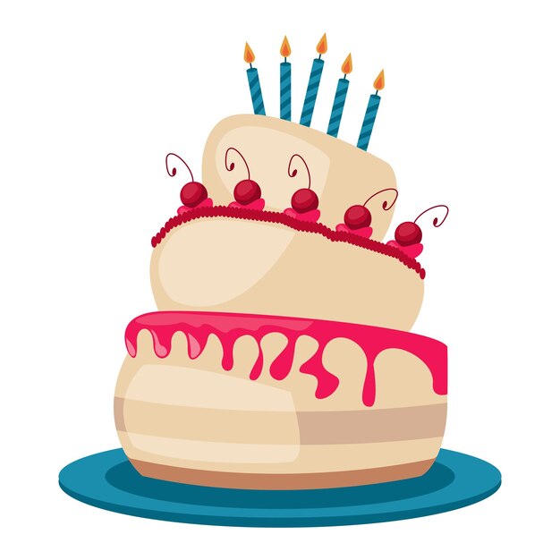 diseño de pastel de cumpleaños sobre blanco