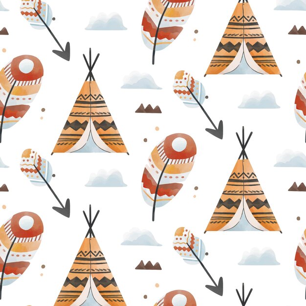 Diseño de patrón de acuarela boho