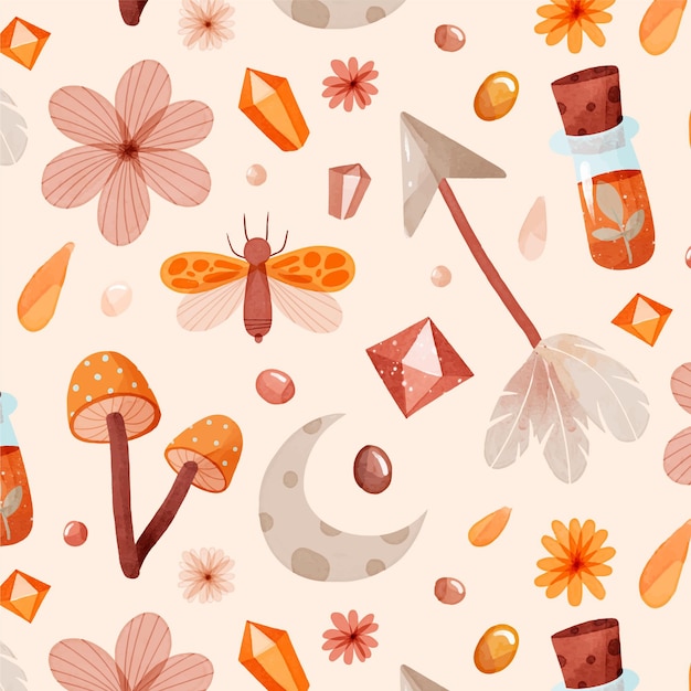 Diseño de patrón de acuarela boho