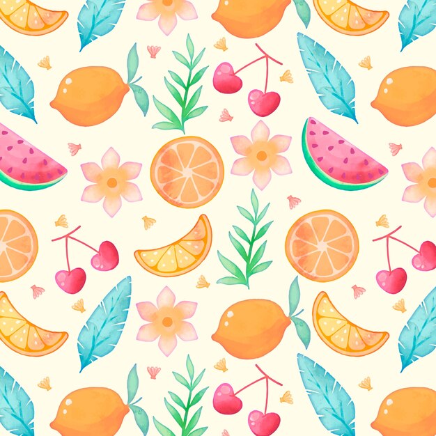 Diseño de patrón de acuarela pastel para la temporada de verano.