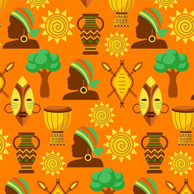 Diseño de patrón africano plano