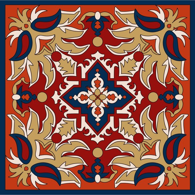 Diseño de patrón de alfombra persa dibujado a mano