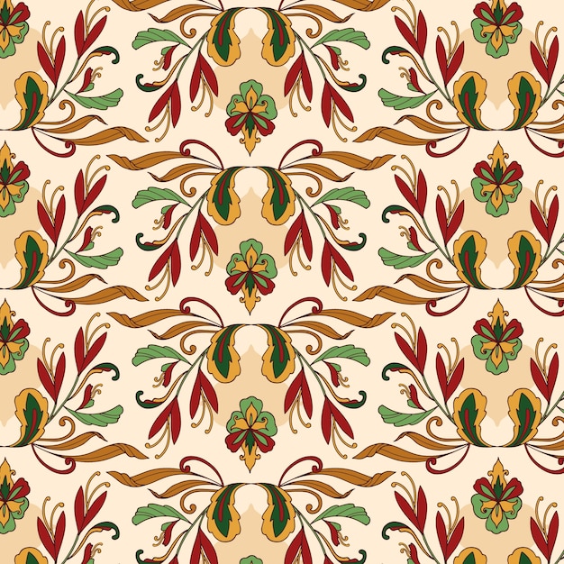 Diseño de patrón de alfombra persa dibujado a mano