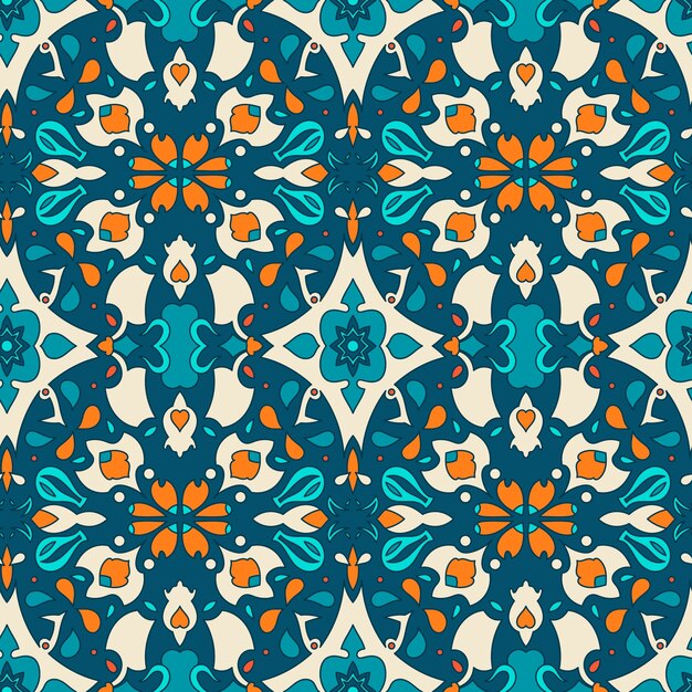 Diseño de patrón de alfombra persa dibujado a mano