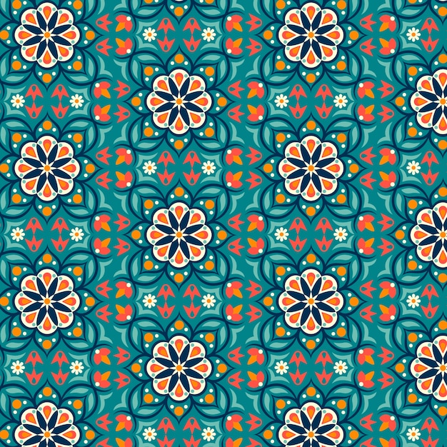 Diseño de patrón de alfombra persa de diseño plano