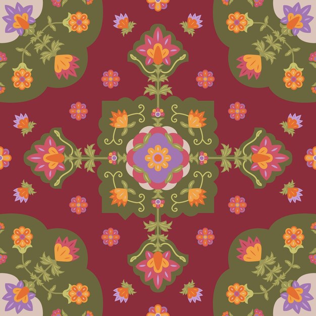 Diseño de patrón de alfombra persa plana