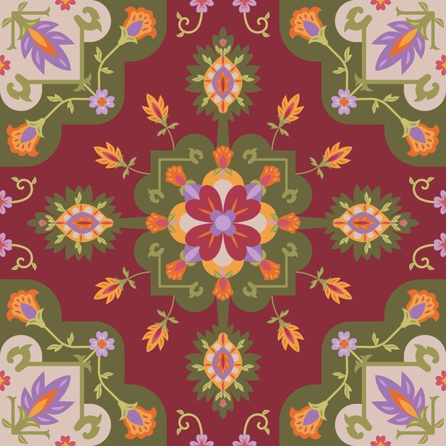 Diseño de patrón de alfombra persa plana
