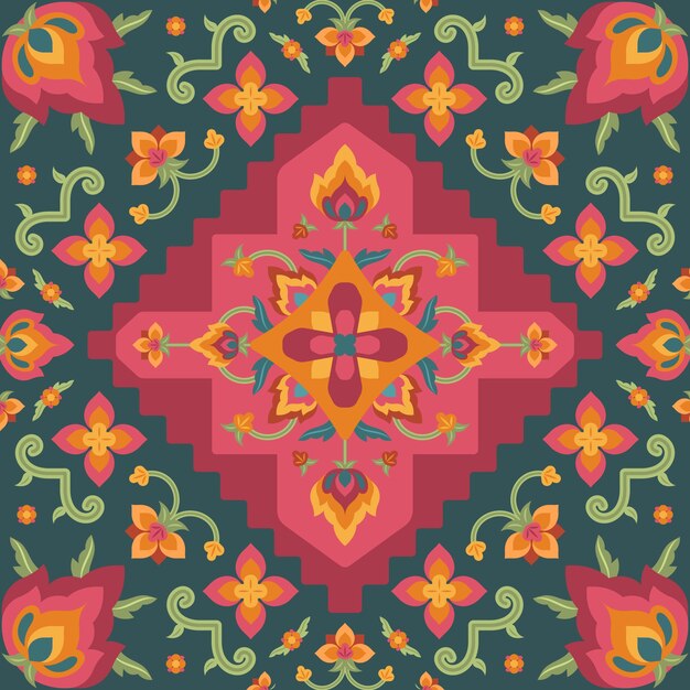 Diseño de patrón de alfombra persa