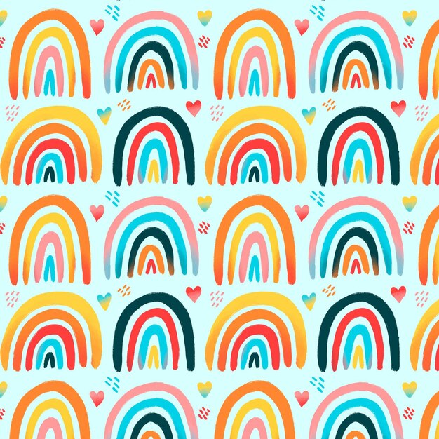 Diseño de patrón de arco iris de acuarela pintado a mano