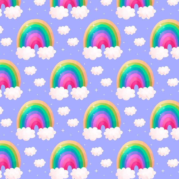 Diseño de patrón de arco iris de acuarela pintado a mano