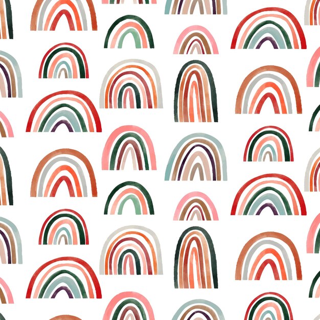 Diseño de patrón de arco iris de acuarela pintado a mano
